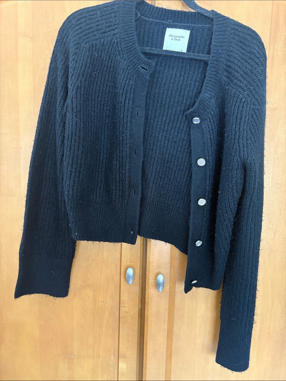 Abercrombie & Fitch Black Ribbed Button-Up Cardigan